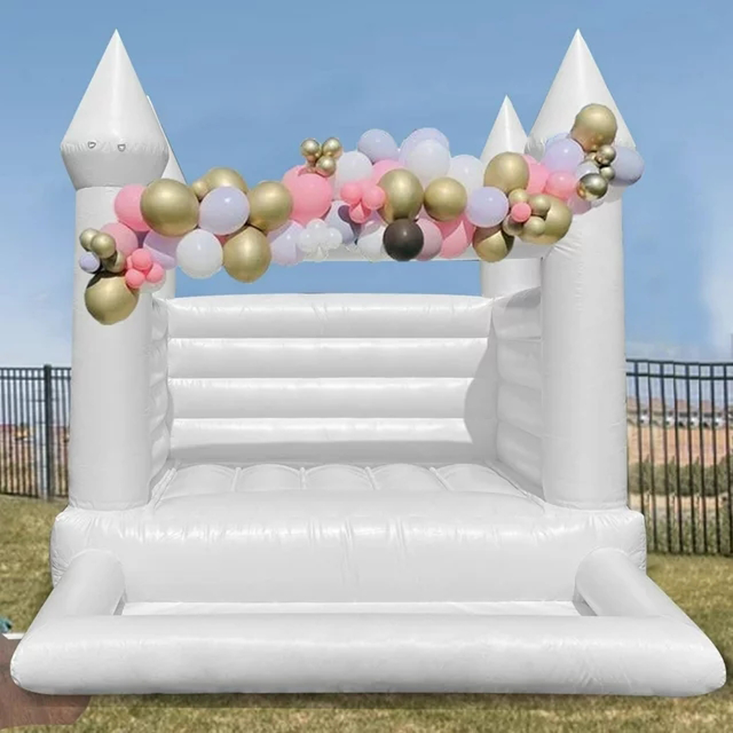 Kids Indoor Outdoor Trampoline - Commercial Durable White Wedding Bounce House