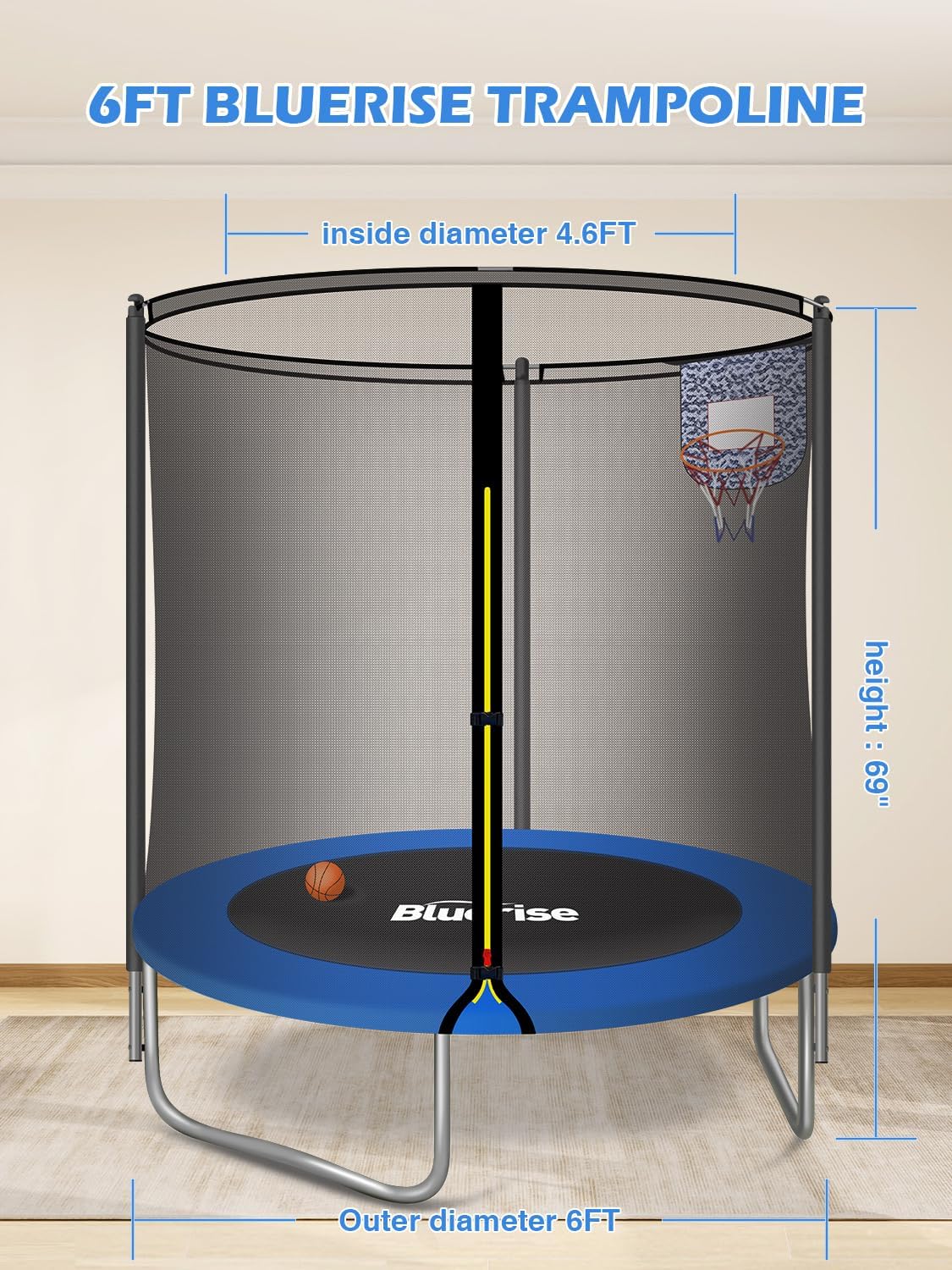 Dark Blue 55IN 6FT Toddler Tra - đánh giá và giá Kids Indoor Outdoor Trampoline