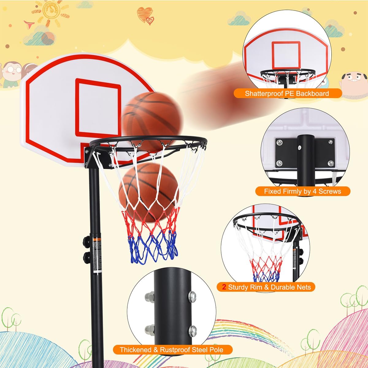 Portable Basketball Hoop with  - đánh giá và giá Kids Outdoor Basketball
