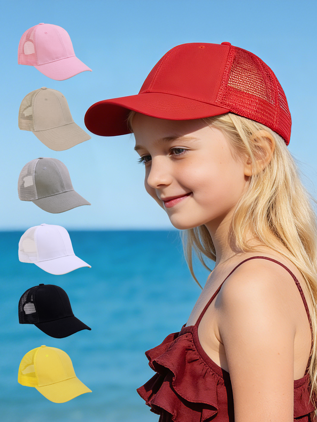 1 pc solid color mesh baseball - đánh giá và giá Kids Outdoor Hat
