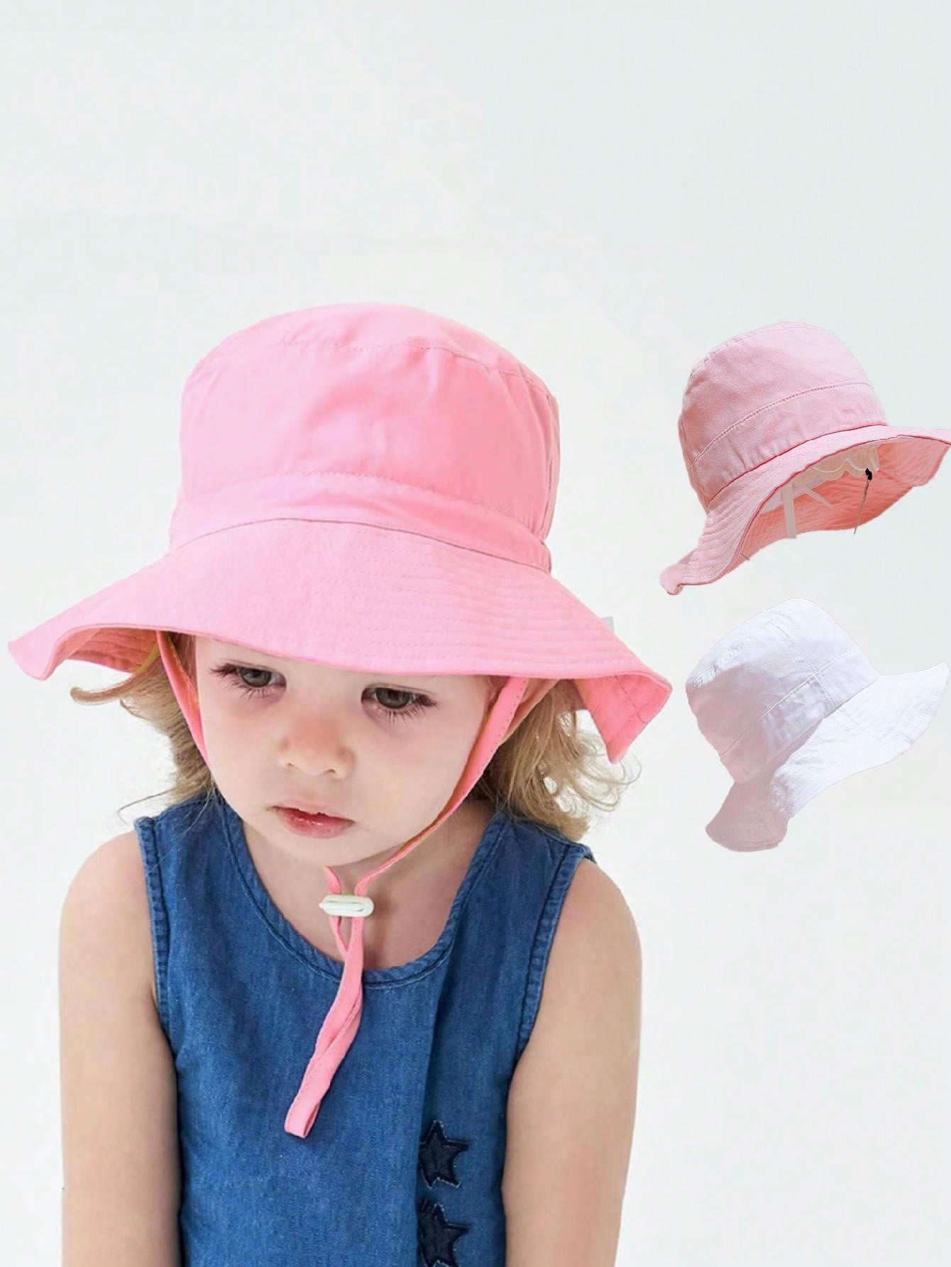 1pc Pink Flat Top Bucket Hat f - đánh giá và giá Kids Outdoor Hat