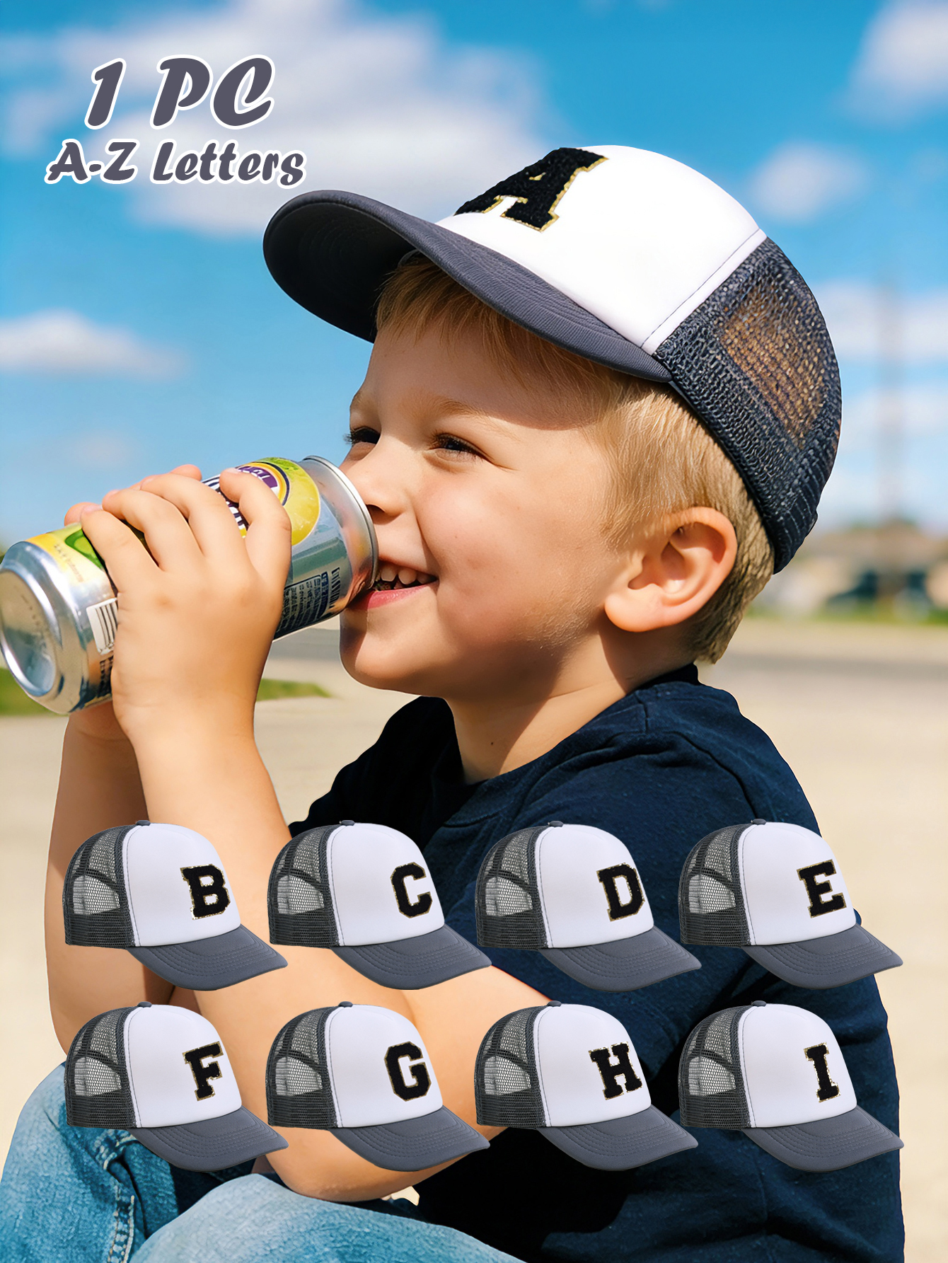 1pc Gray Hat With 26-Letter Pa - đánh giá và giá Kids Outdoor Hat