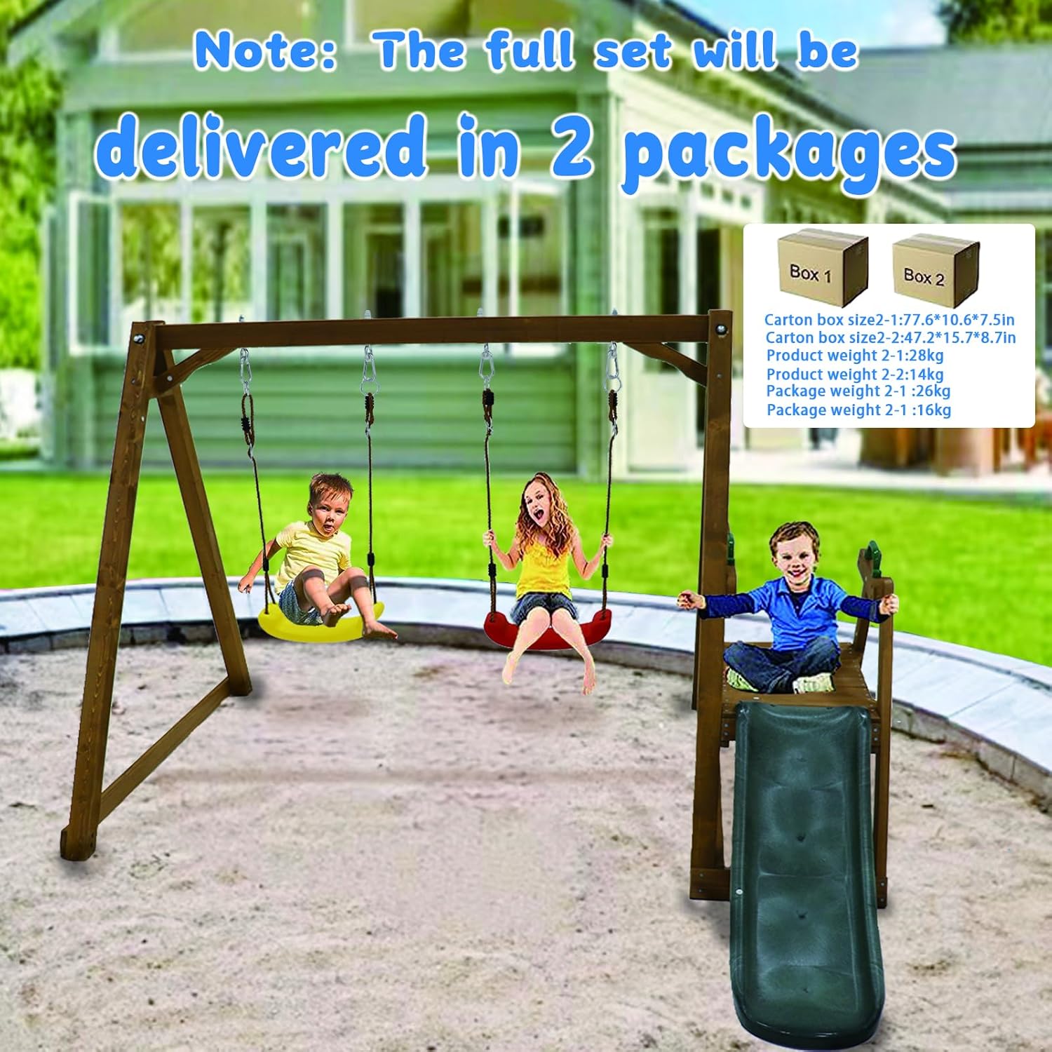 Kids Swing Set Outdoor and Sli - đánh giá và giá Kids Outdoor Wooden Climbing Frame