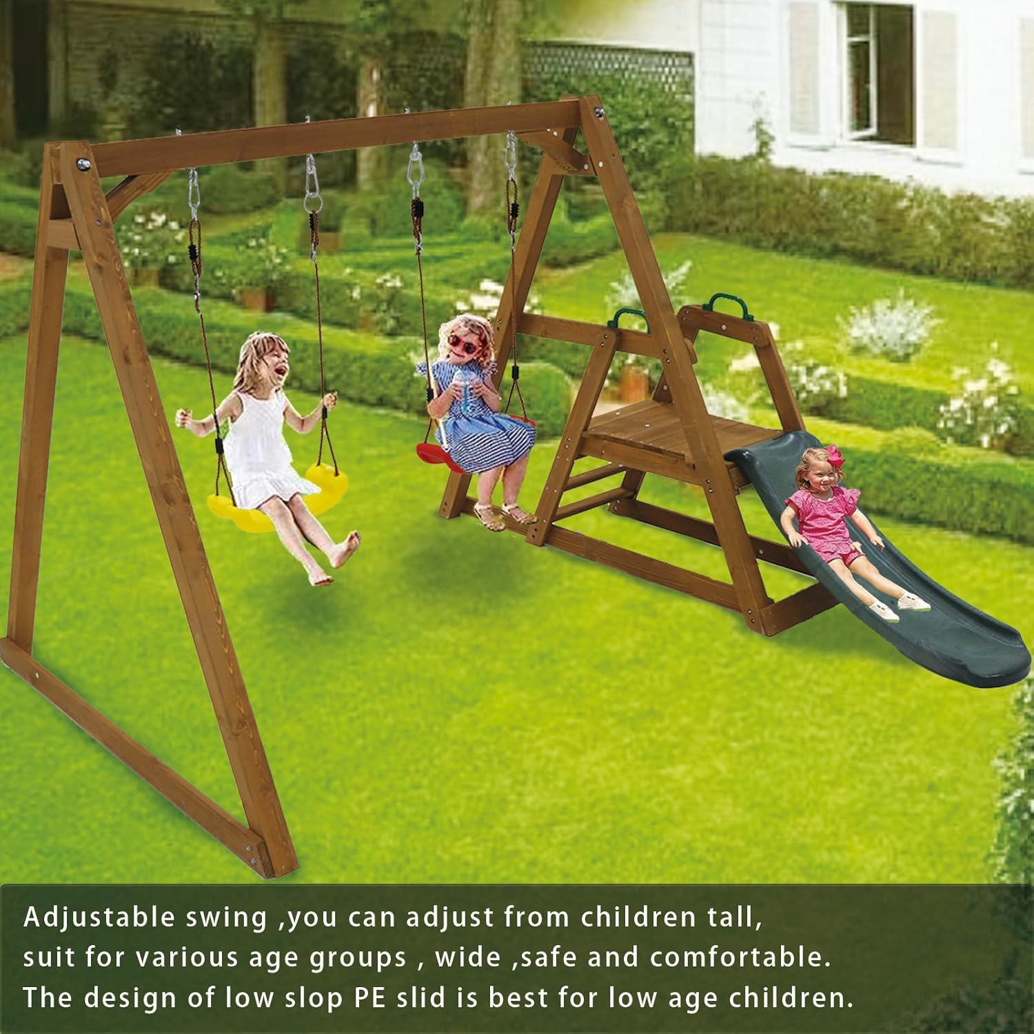 Kids Swing Set Outdoor and Sli - đánh giá và giá Kids Outdoor Wooden Climbing Frame