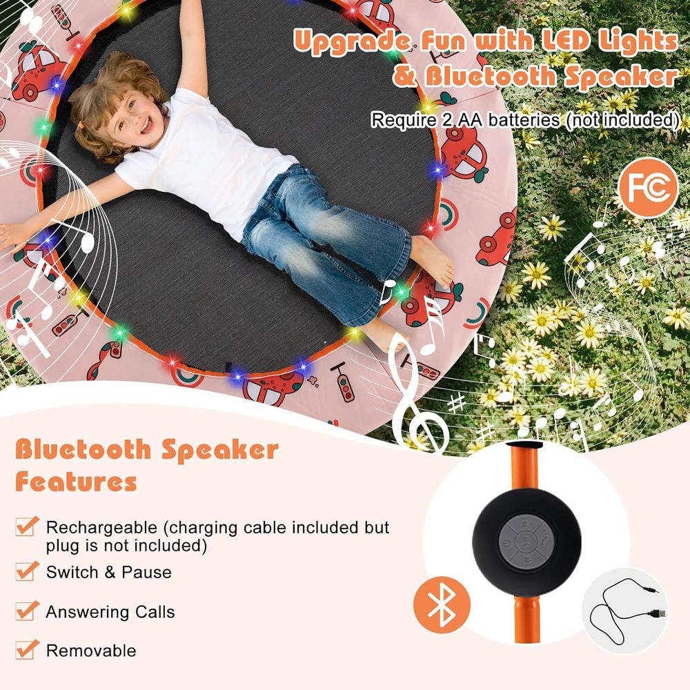 Portable LED Lighted Bluetooth - đánh giá và giá Kids Indoor Outdoor Trampoline