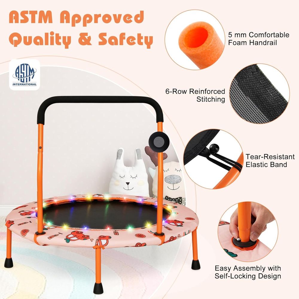 Portable LED Lighted Bluetooth - đánh giá và giá Kids Indoor Outdoor Trampoline
